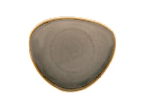 4er - Set Teller dreieckig, aus Porzellan mit reaktiver Glasur, Farbe Rauch, Ø 28 cm