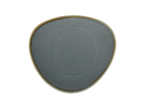 4er - Set Teller dreieckig, aus Porzellan mit reaktiver Glasur, Farbe Ozean, Ø 28 cm