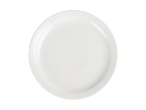 12er - Set Teller aus Porzellan, schmaler Rand, weiß, Ø 25 cm
