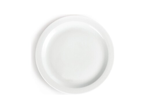 6er - Set Teller aus Porzellan, schmaler Rand, Weiß, Ø 28 cm