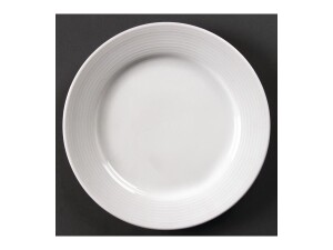 12er - Set Teller aus Porzellan, Linienmuster, Weiß, Ø 20 cm