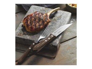 4er - Set Steakmesser, aus Edelstahlklinge, Holzgriff, Geschirrspülergeeignet