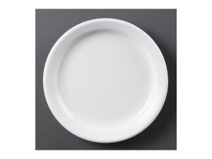 12er - Set Teller aus Porzellan, schmaler Rand, weiß, Ø 18 cm