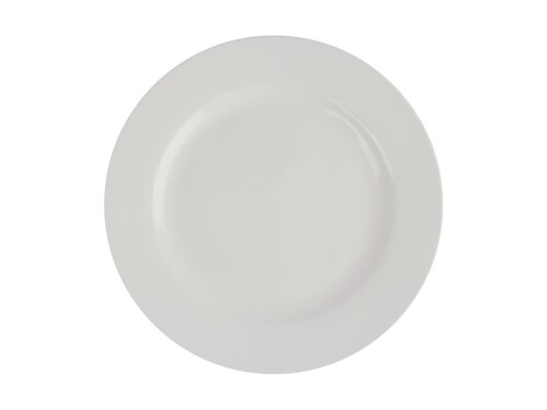 6er - Set Teller aus Porzellan, breiter Rand, Weiß, Ø 20cm
