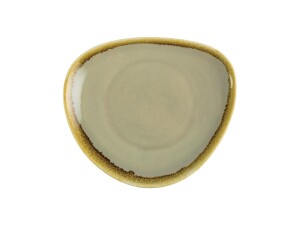 6er - Set Teller dreieckig, aus Porzellan mit reaktiver Glasur, Farbe Moos, Ø 16,5 cm