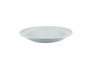12er - Set Teller aus Porzellan, schmaler Rand, weiß, Ø 15 cm