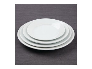 12er - Set Teller aus Porzellan, weiß, rund, Ø 20,2 cm