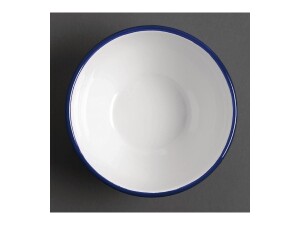 6er - Set Dessertschalen aus Edelstahl und Glasemail, Weiß-Blau, Ø 15,5 cm