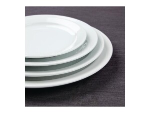 12er - Set Teller aus Porzellan, schmaler Rand, weiß, Ø 16,5 cm