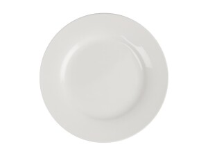6er - Set Teller aus Porzellan, breiter Rand, Weiß,...