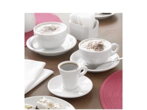 12er - Set Espresso Untertassen aus Porzellan, Weiß