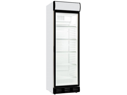 Getränkekühlschrank mit LED-Display und Glastür, Türanschlag rechts, Weiß, 382 Liter, BTH 595 x 650 x 2000 mm