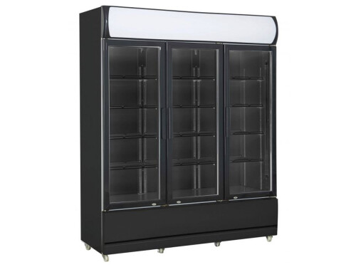 Getränkekühlschrank mit 3 Türen, LED-Display, auf Rollen, Schwarz, 1065 Liter, BTH 1600 x 610 x 1973 mm