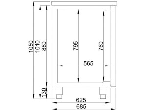 Ausschanktheke mit 2 Türen, 2 Spülbecken rechts, BTH 1950 x 700 x 950 mm