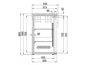 Combisteel STANDARD LINE Flaschenkühltisch, 4 Türen, Inhalt 698 Liter, Schwarz, BTH 2542 x 513 x 860 mm