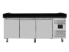 vaiotec EASYLINE Pizzatisch 800 mit 3 Türen, schwarze Granitarbeitsfläche, Umluftkühlung, BTH 2020 x 800 x 1000 mm