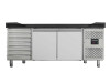 vaiotec EASYLINE Pizzatisch 800 mit 2 Türen und 7 Schubladen, schwarze Granitarbeitsfläche, Umluftkühlung, BTH 2020 x 800 x 1000 mm