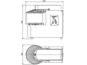 vaiotec EASYLINE Teigknetmaschine 18 kg, 30 Liter, mit aufklappbarem Rührwerk und abnehmbarem Kessel, 1 Geschwindigkeit, 400V