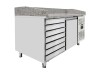 vaiotec EASYLINE Pizzatisch 800 mit 1 Tür & 7 Schubladen, graue Granitarbeitsfläche, inkl. Kühlaufsatz für 7x GN1/4, 175 Liter, BTH 1510 x 800 x 1435 mm