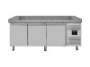 vaiotec EASYLINE Pizzatisch 800 mit 3 Türen, graue Granitarbeitsfläche, inkl. Kühlaufsatz für 9 x GN1/3, 580 Liter, BTH 2025 x 800 x 1435 mm