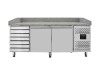 vaiotec EASYLINE Pizzatisch 800 mit 2 Türen & 7 Schubladen, graue Granitarbeitsfläche, inkl. Kühlaufsatz für 9 x GN1/3, 390 Liter, BTH 2025 x 800 x 1435 mm