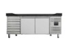 vaiotec EASYLINE Pizzatisch 800 mit 2 Türen & 7 Schubladen, schwarze Granitarbeitsfläche, inkl. Kühlaufsatz für 9 x GN1/3, 390 Liter, BTH 2025 x 800 x 1435 mm