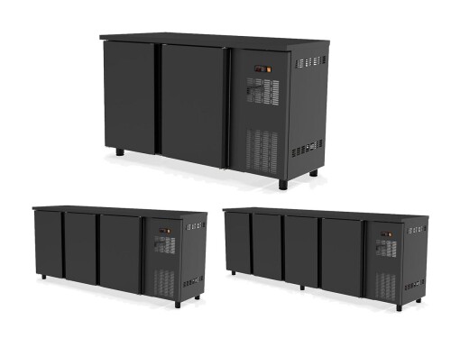 vaiotec TOPLINE 530 Barkühltisch mit 2 - 4 Türen, Umluftkühlung, Schwarz